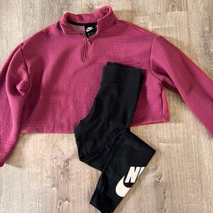 Nike Pink Pullover and Black Leggings Set